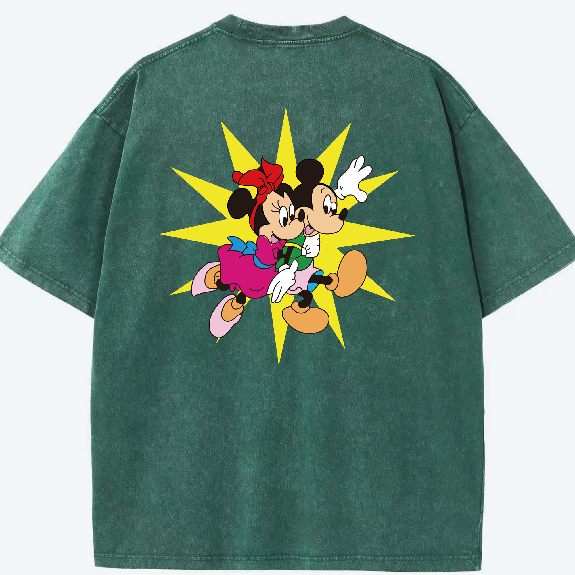 （画像用） ミッキーマウス Mickey Mouse 綿100% ヴィンテージ風 半袖Tシャツ（背面プリント）